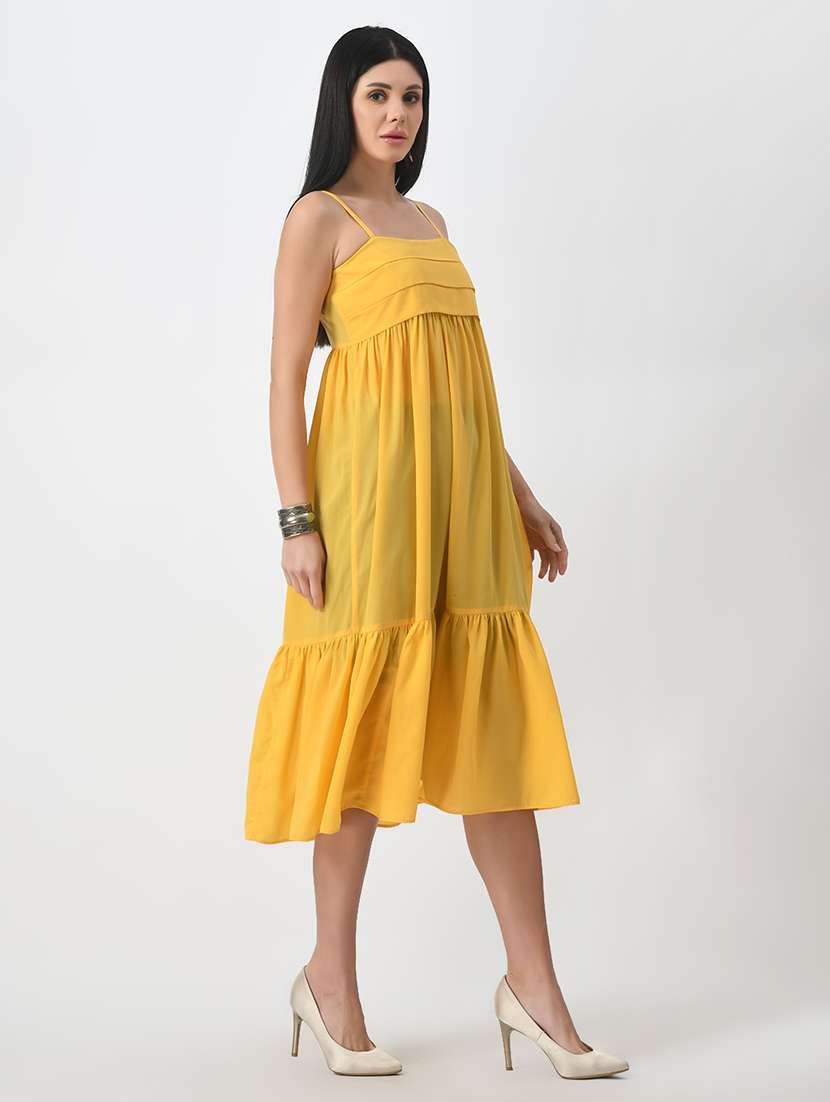 women sleeveless solid tiered dress - 21565419 - Standard Image - 1