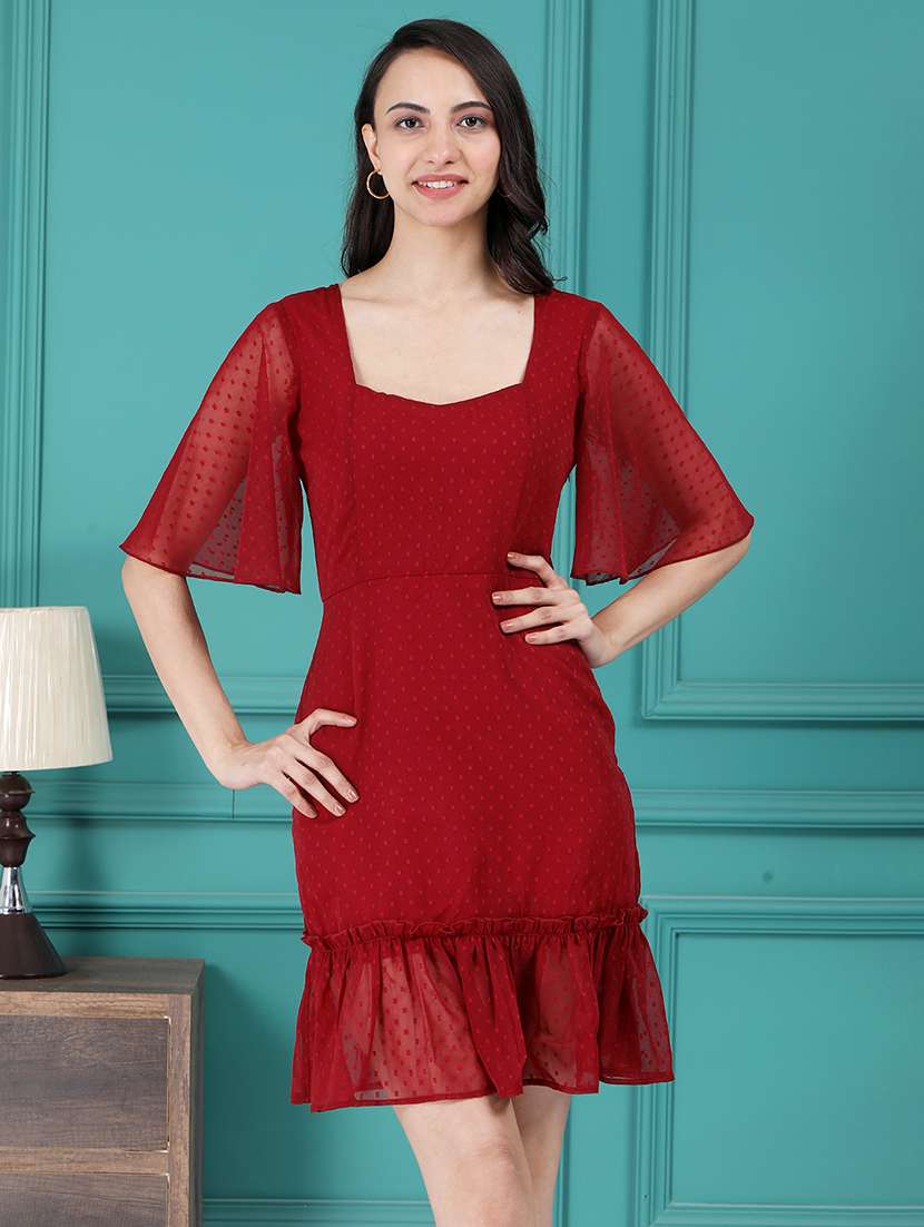 women dobby self design a-line dress - 21565437 - Standard Image - 1