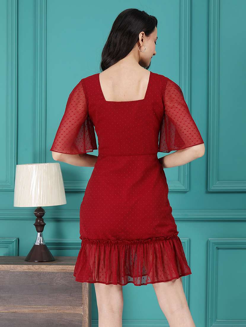 women dobby self design a-line dress - 21565437 - Standard Image - 4