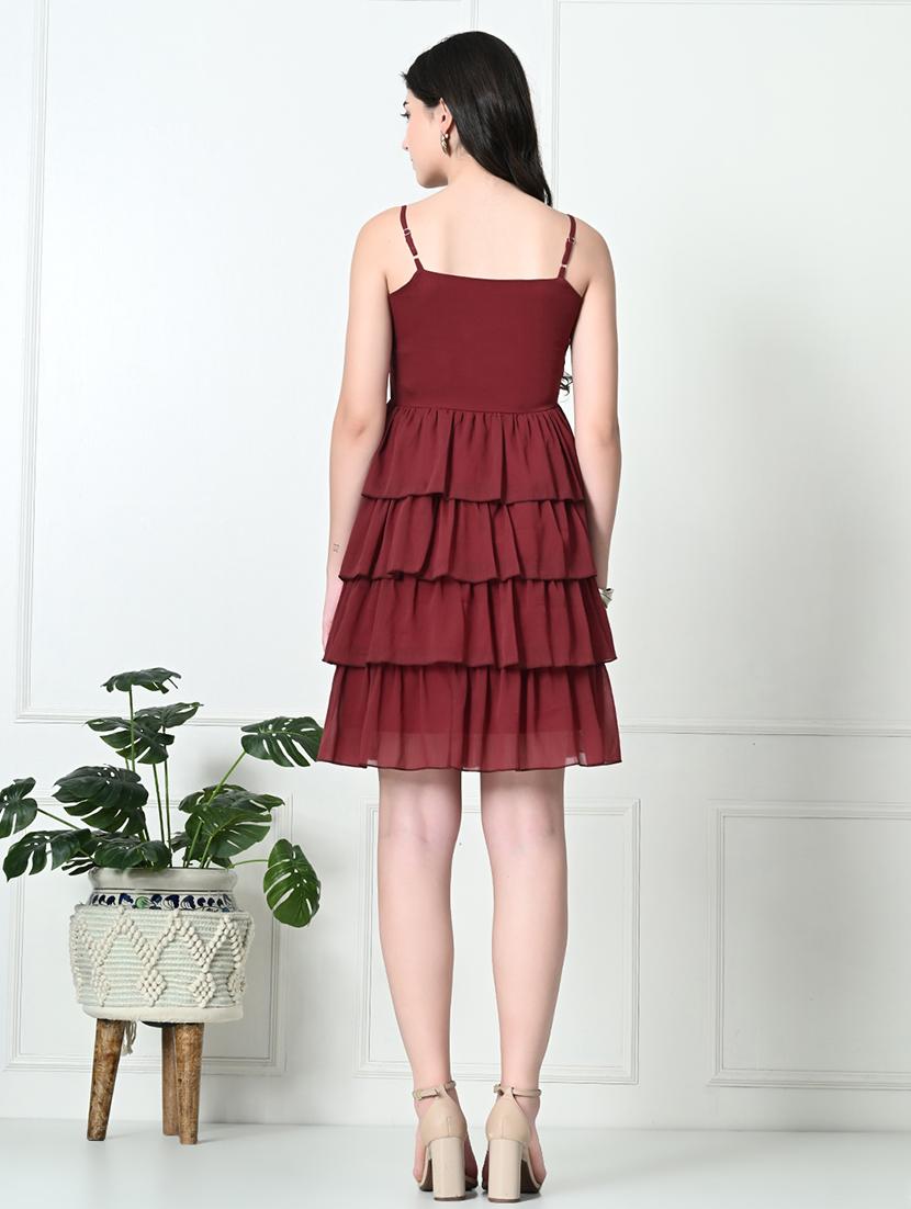 women solid sleeveless layered dress - 21565483 - Standard Image - 4