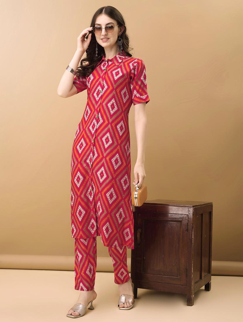 women printed short sleeves kurta pant set - 21565530 -  Standard Image - 1