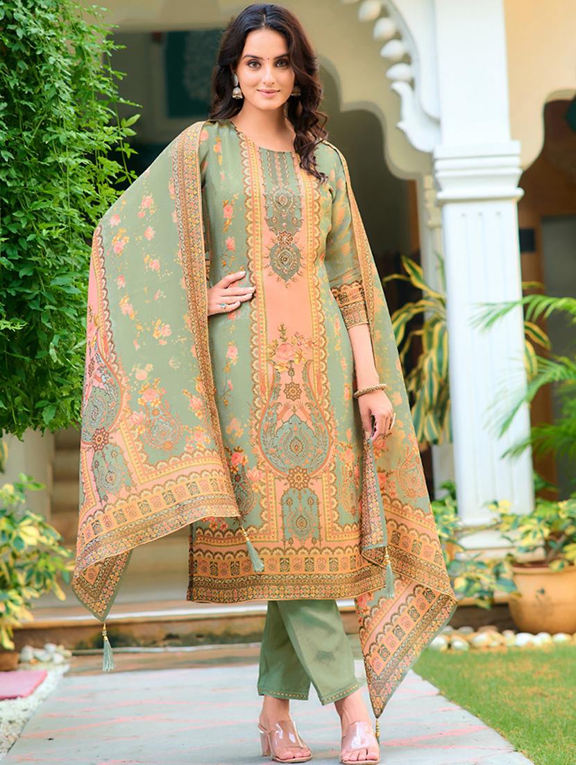 women three quarter sleeve kurta pant with dupatta set - 21565537 -  Standard Image - 1
