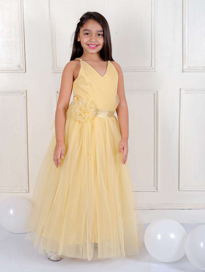 girls embellished round neck fit & flared dress