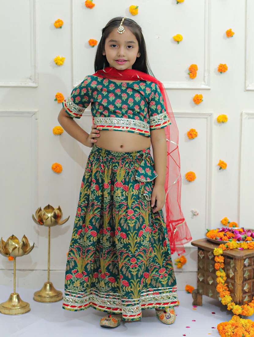 girls floral printed lehenga choli with dupatta