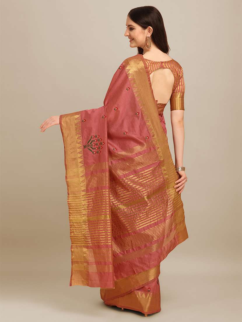 women embroidered bordered saree - 21565697 -  Standard Image - 1