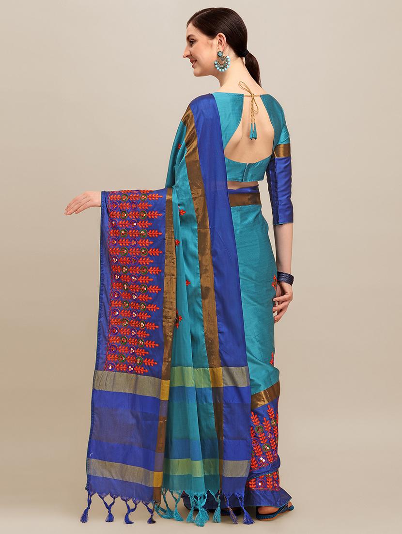 women embroidered bordered saree - 21565699 - Standard Image - 1