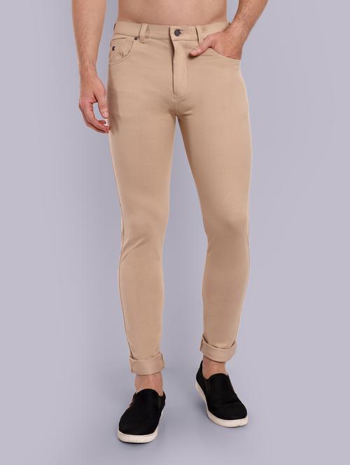 men beige solid mid rise chinos  - 21566729 -  Standard Image - 0