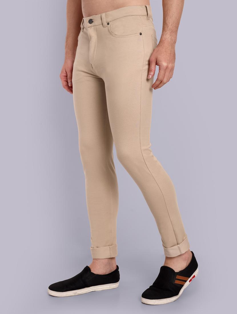 men beige solid mid rise chinos  - 21566729 -  Standard Image - 1
