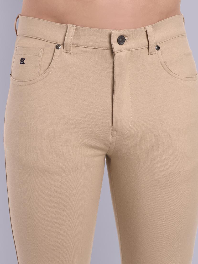 men beige solid mid rise chinos - 21566729 - Standard Image - 4