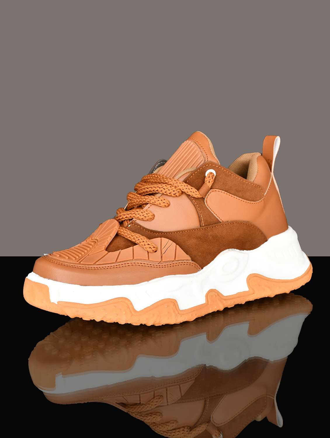 men orange lace up sneaker