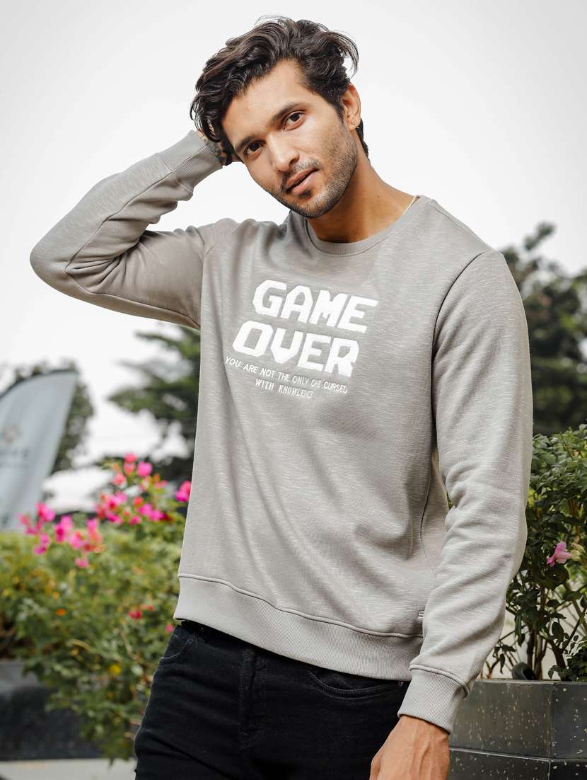 men round neck typographic sweatshirt - 21566934 -  Standard Image - 1