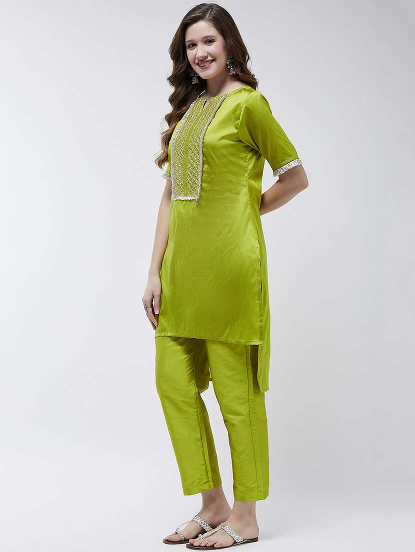 women lime sequin work kurta pant set - 21567181 -  Standard Image - 1