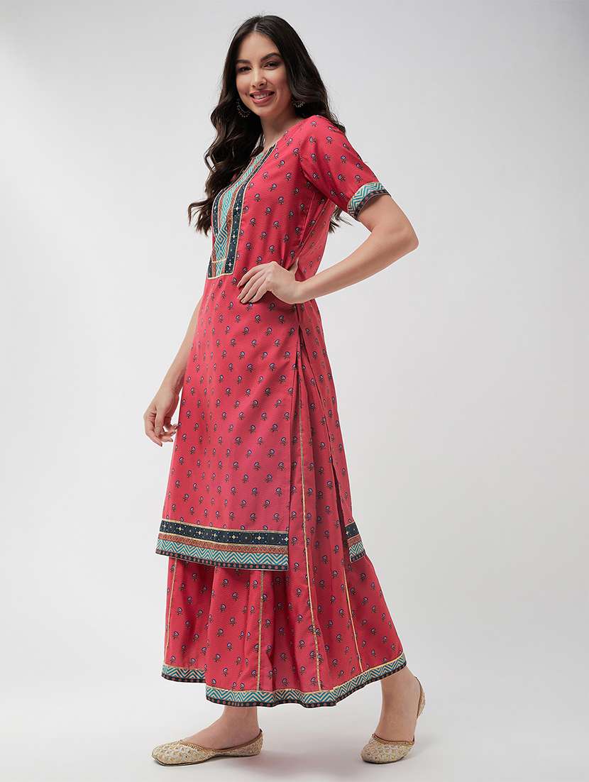 women pink floral kurta sharara set - 21567187 -  Standard Image - 1