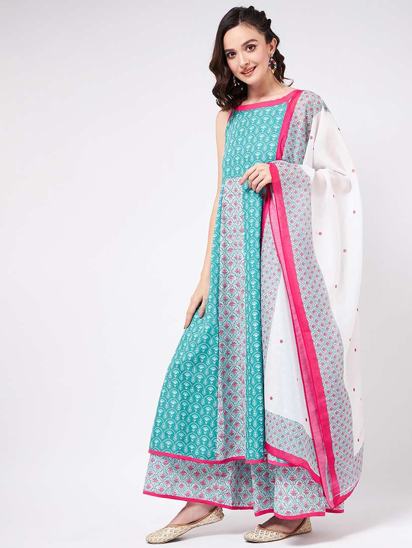 women printed kurta palazzo set with dupatta - 21567209 -  Standard Image - 1