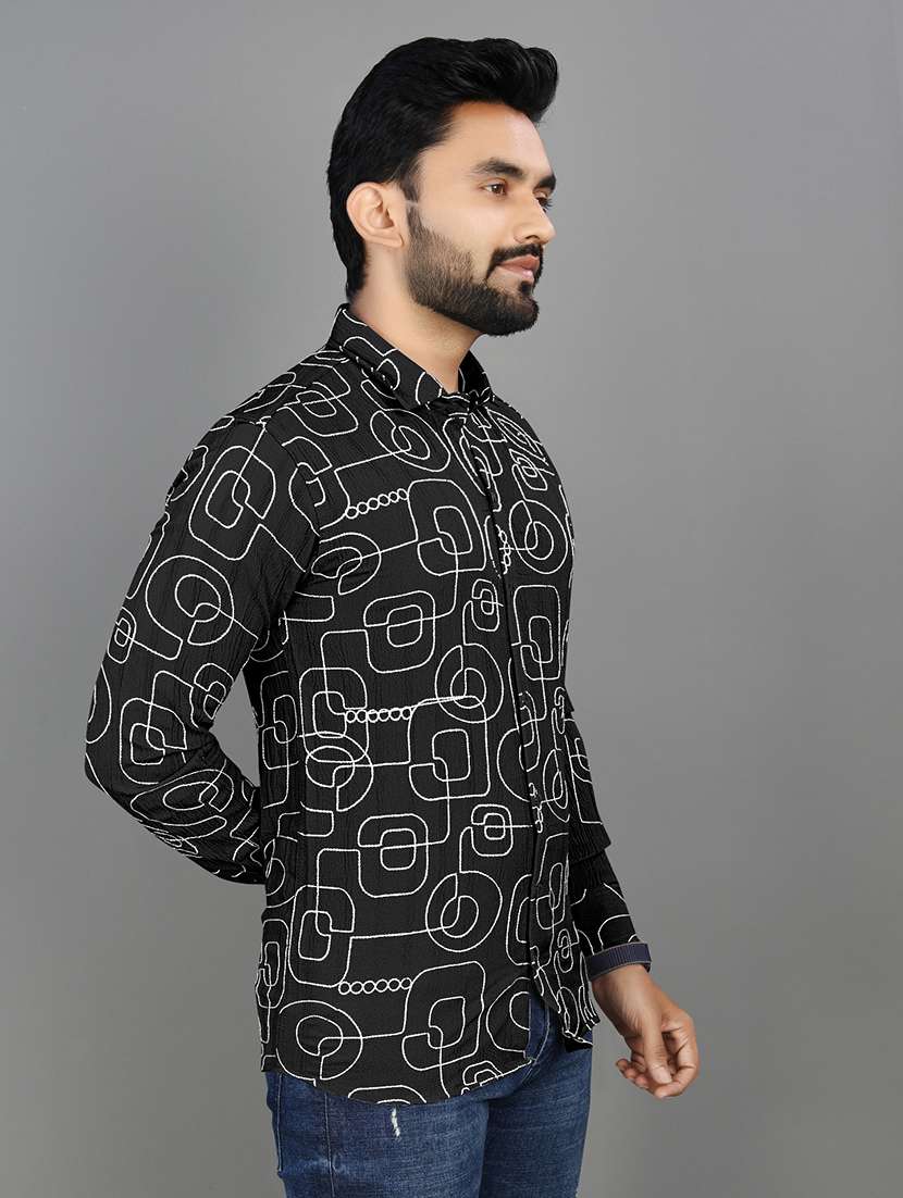 men abstract printed regular fit casual shirt - 21567298 - Standard Image - 1