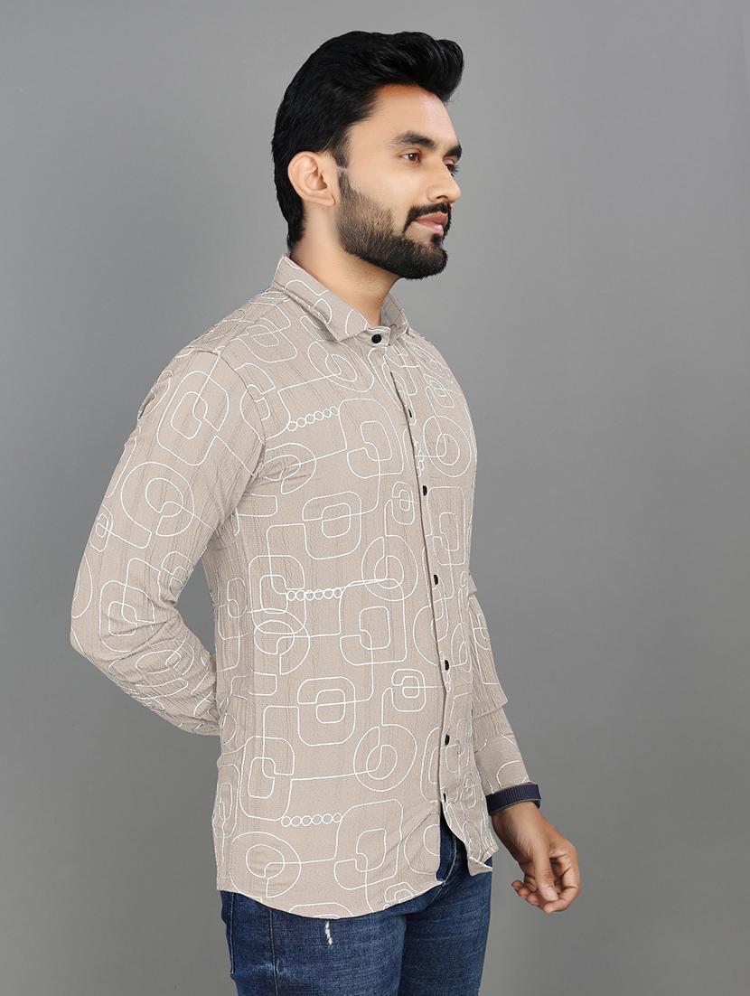 men abstract printed regular fit casual shirt - 21567300 - Standard Image - 1