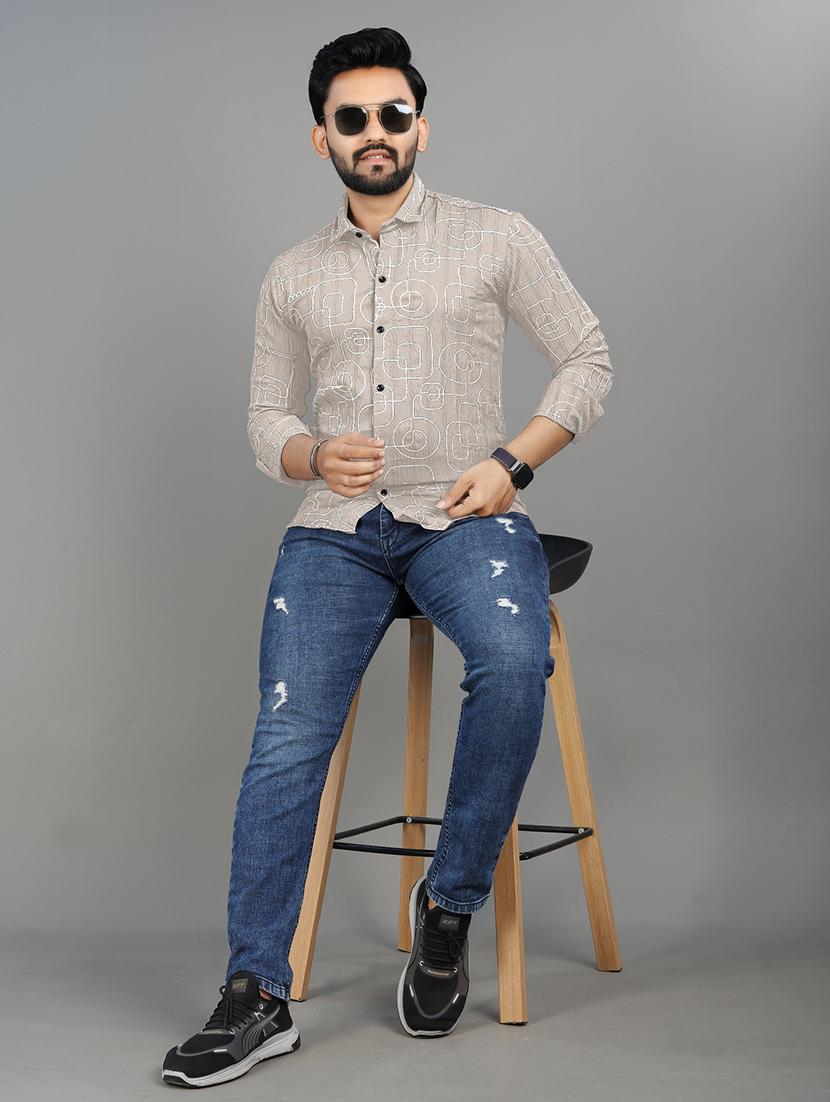 men abstract printed regular fit casual shirt - 21567300 - Standard Image - 4