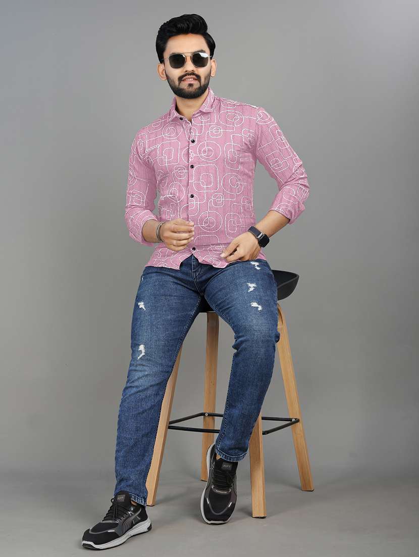 men abstract printed regular fit casual shirt - 21567302 - Standard Image - 4