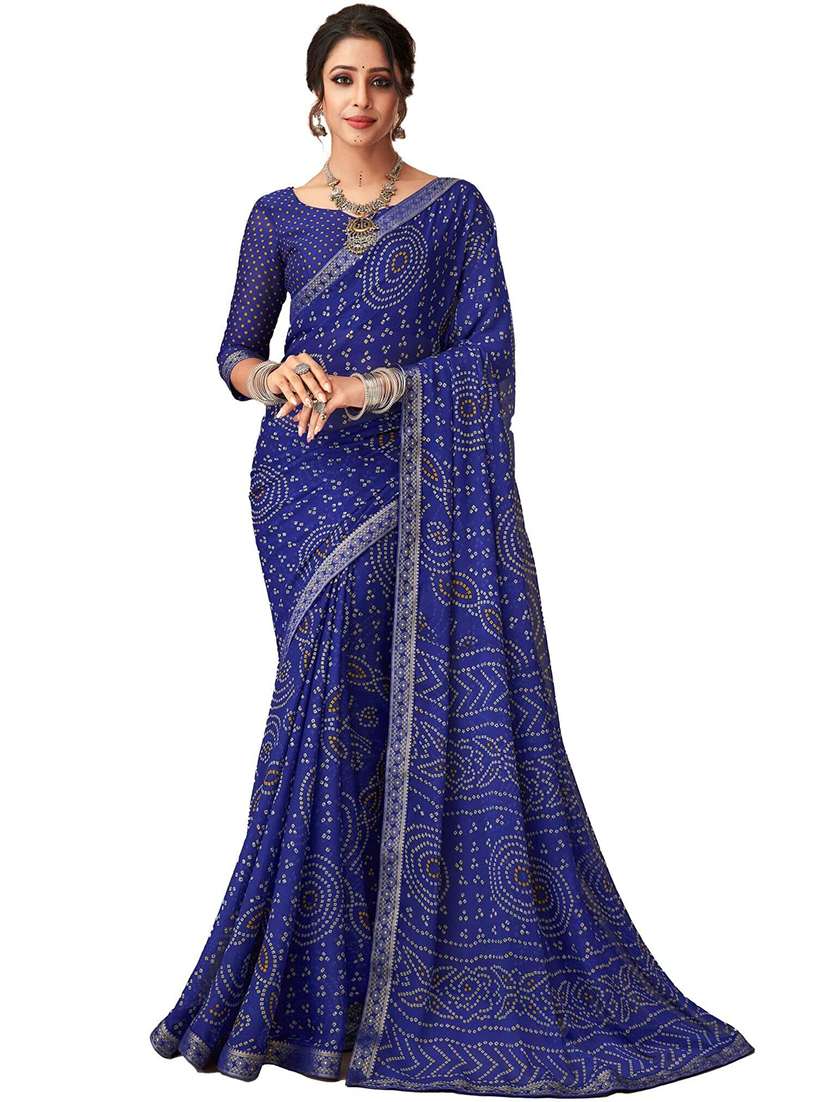 women lace bordered bandhani saree - 21567379 - Standard Image - 1