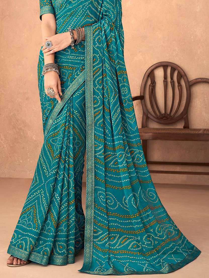 women lace bordered bandhani saree  - 21567383 -  Standard Image - 4