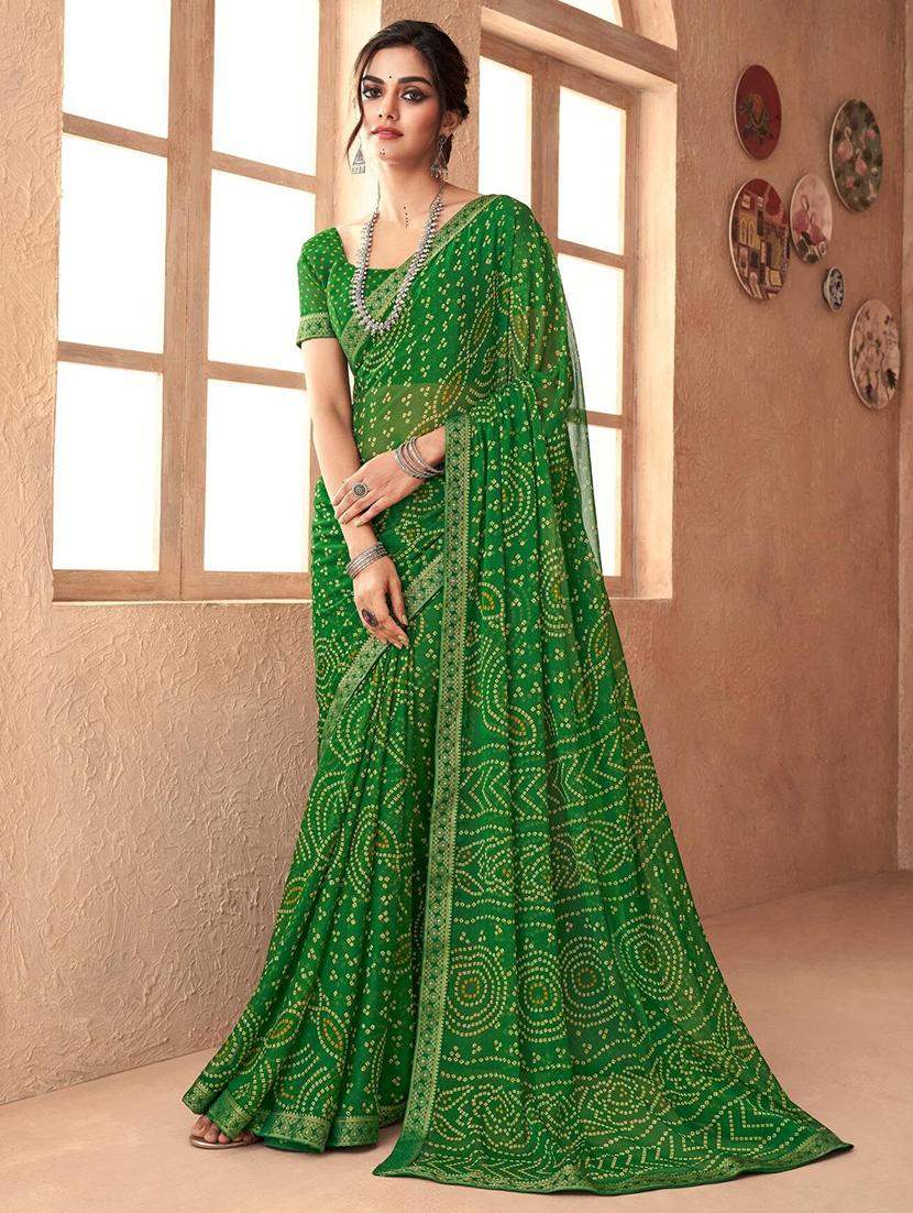 women lace bordered bandhani saree - 21567385 - Zoom Image - 0