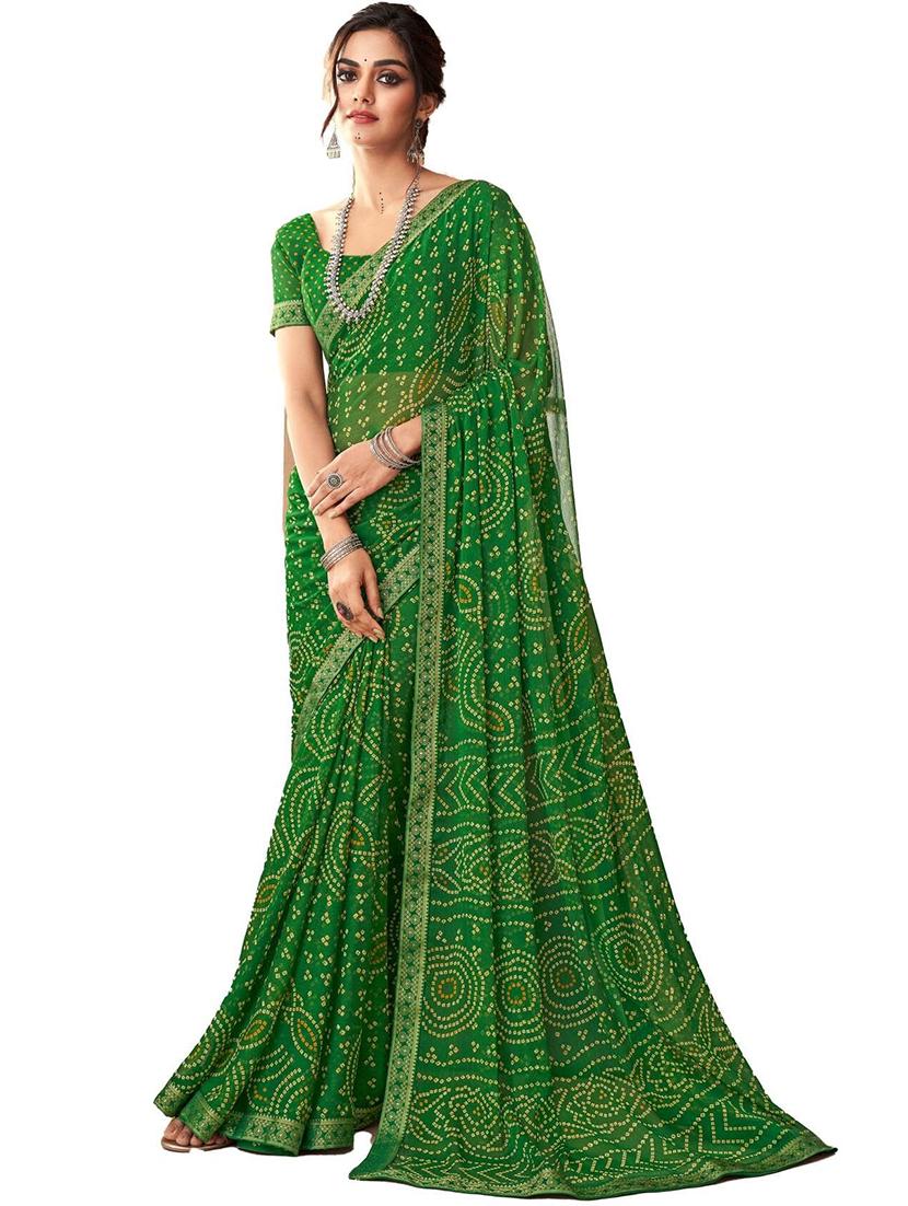 women lace bordered bandhani saree - 21567385 - Standard Image - 1