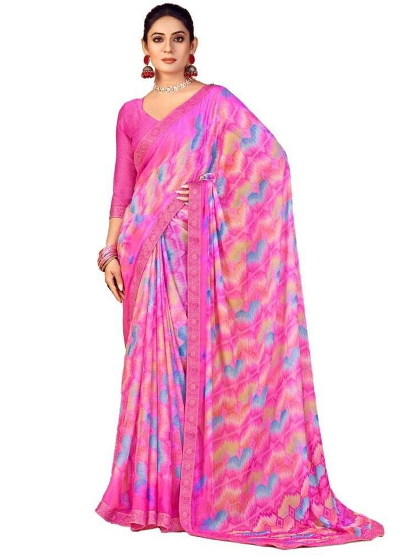 women pink printed saree - 21567409 -  Standard Image - 1