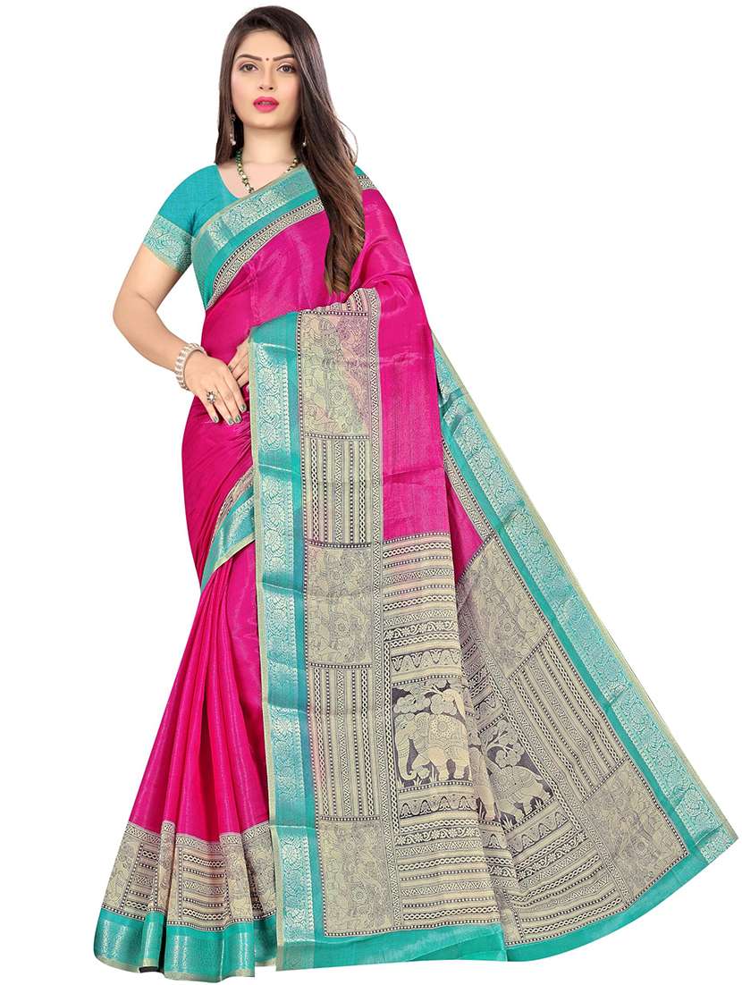 women solid with bordered saree - 21567441 -  Standard Image - 1