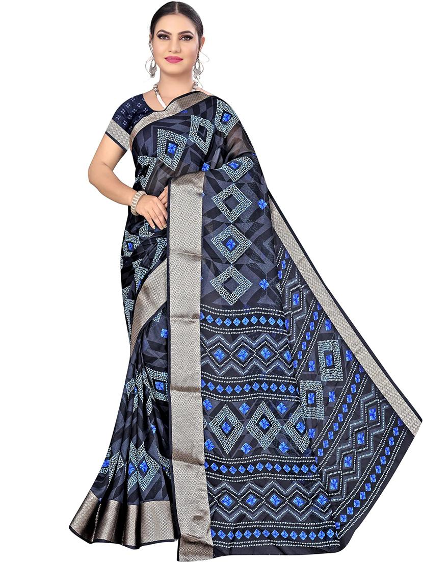 women blue geometric printed saree - 21567527 - Standard Image - 1
