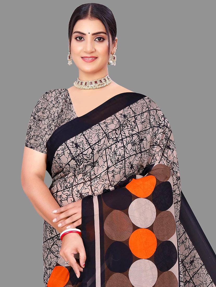 women black printed saree - 21567536 - Standard Image - 4