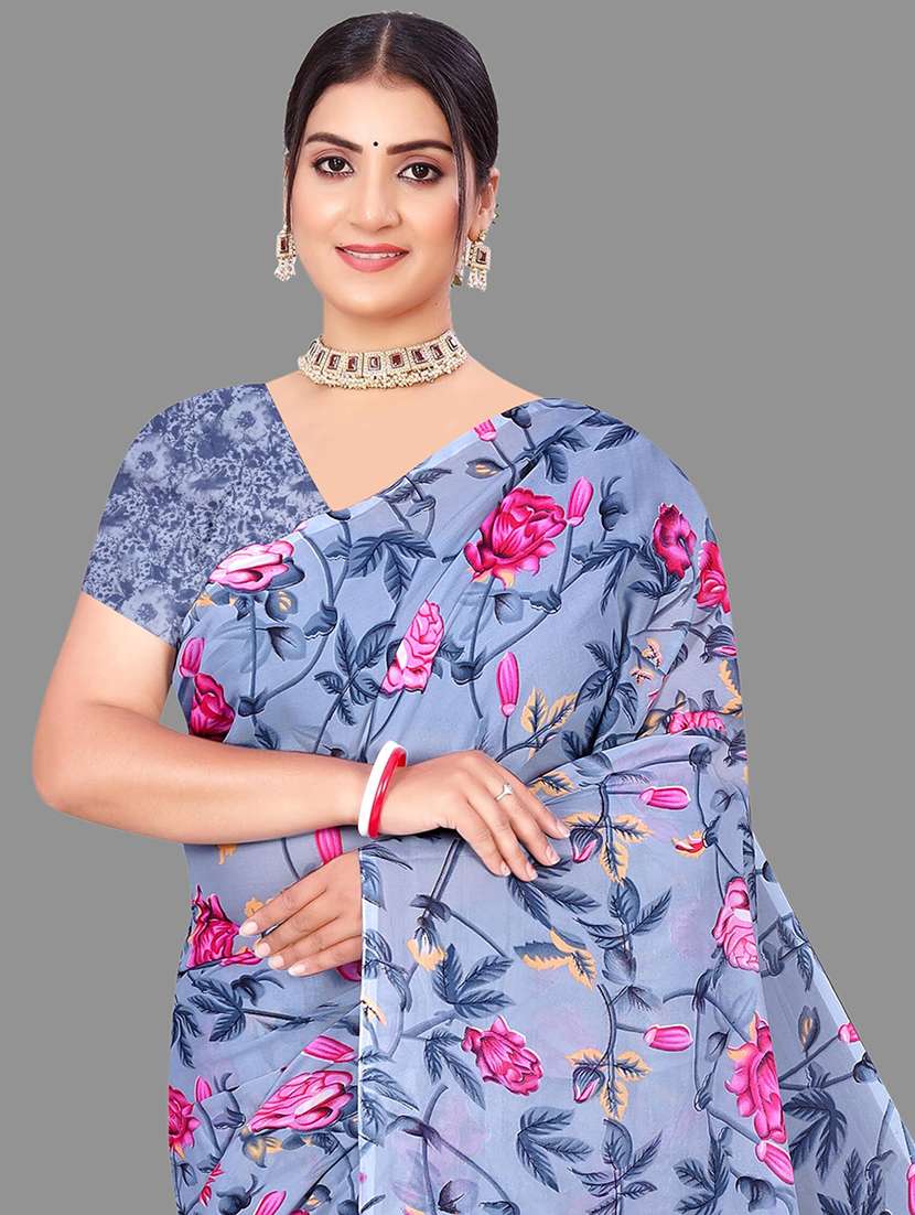 women floral printed saree - 21567540 -  Standard Image - 4