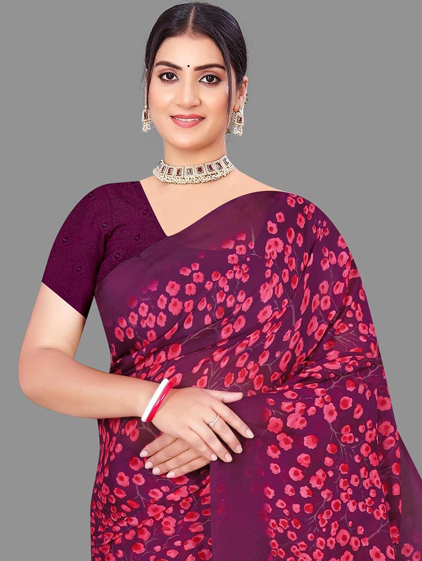 women floral printed saree - 21567558 - Standard Image - 4