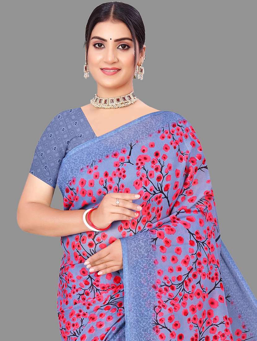 women floral printed saree - 21567561 - Standard Image - 4