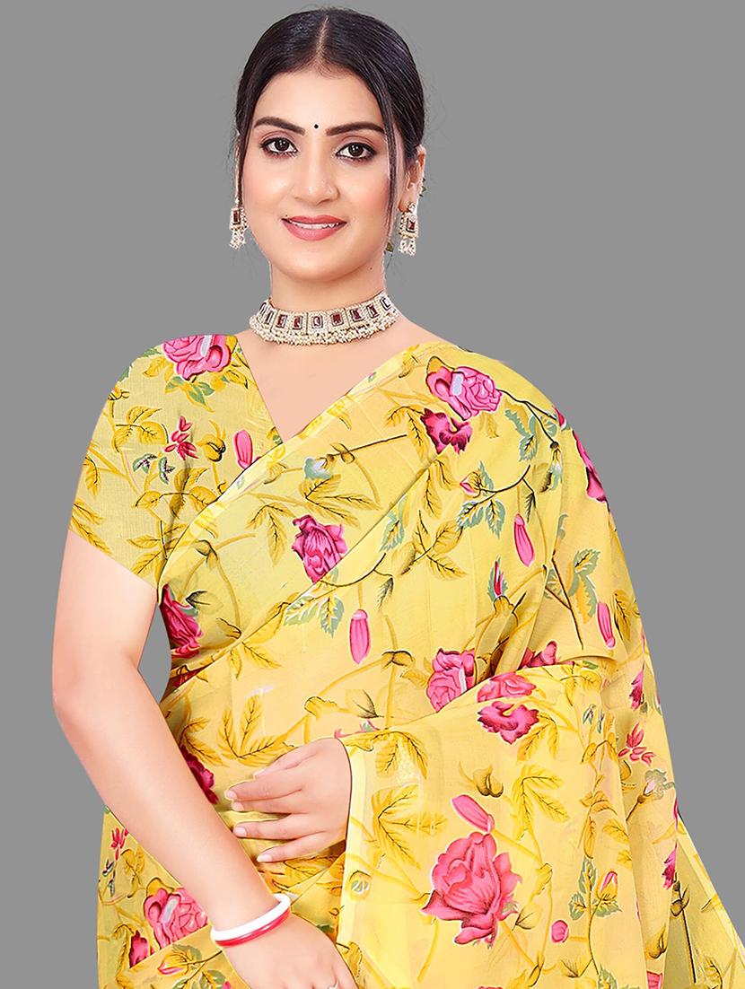 women floral printed saree - 21567563 - Standard Image - 4