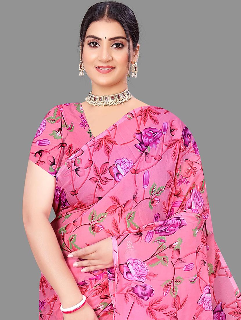 women floral printed saree - 21567564 - Standard Image - 4