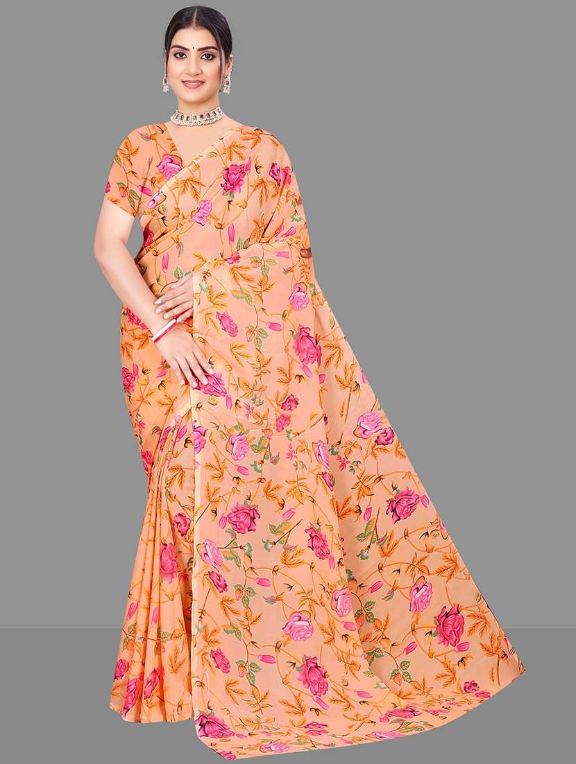 women floral printed saree