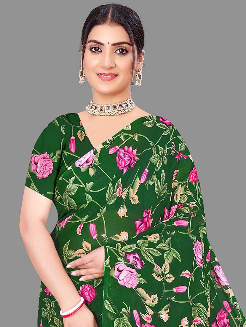 women floral printed saree - 21567568 - Standard Image - 4