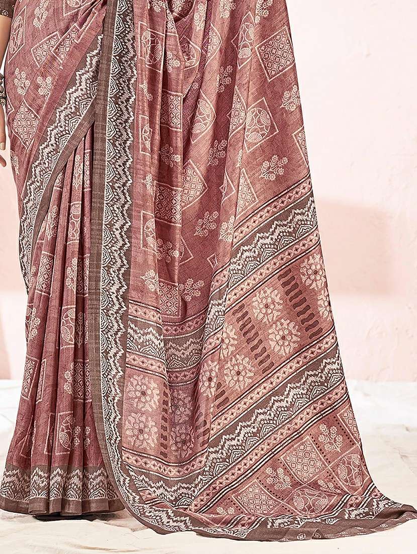 women brown printed saree - 21567599 -  Standard Image - 4