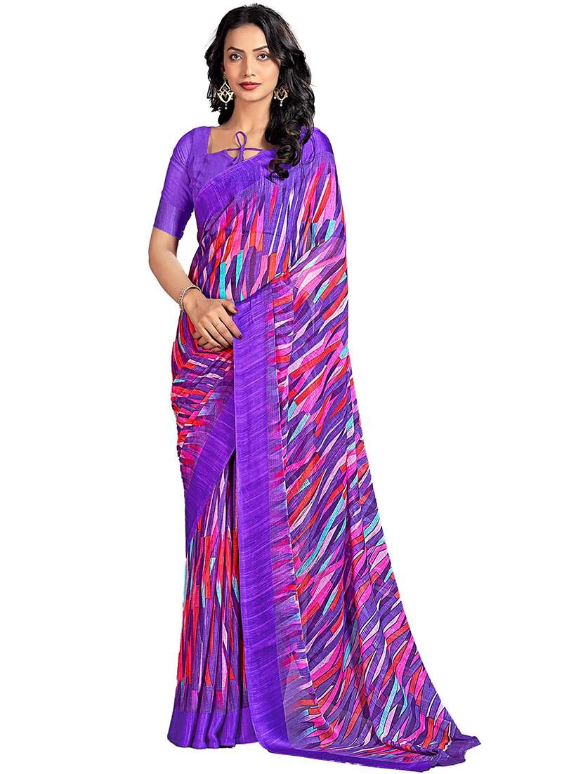 women purple printed saree - 21567620 -  Standard Image - 1