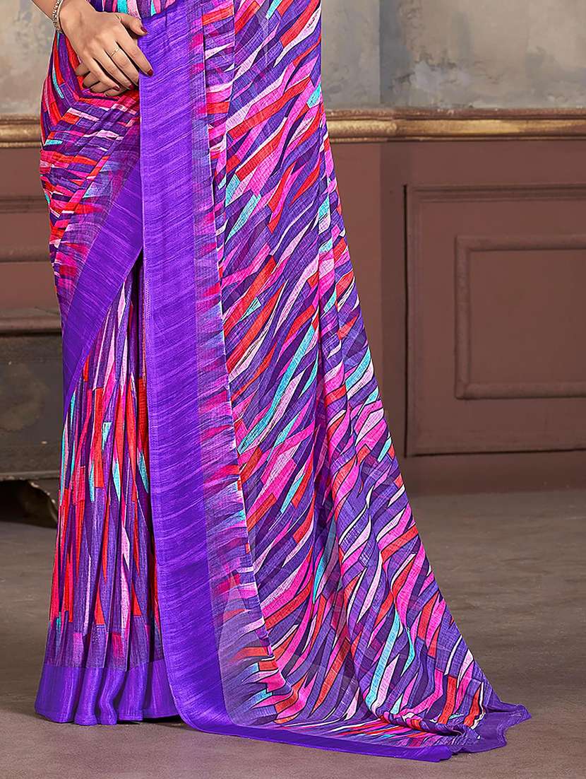 women purple printed saree - 21567620 -  Standard Image - 4