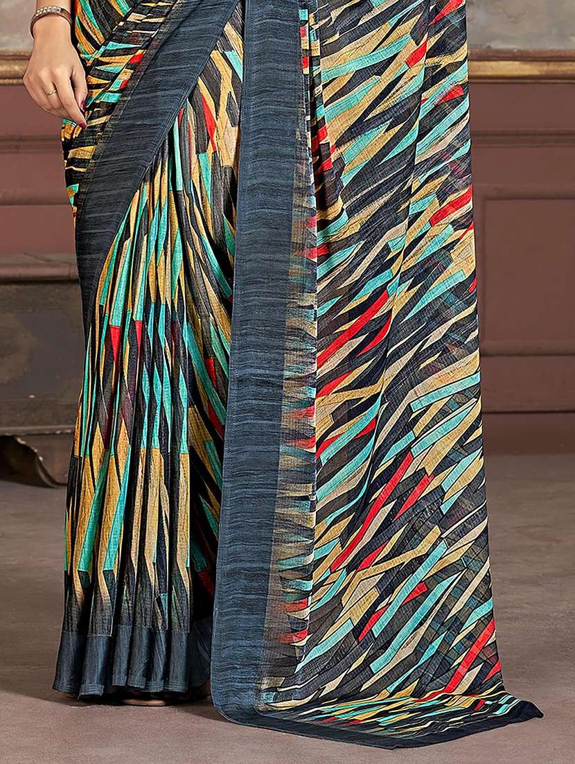 women grey printed saree - 21567623 -  Standard Image - 4