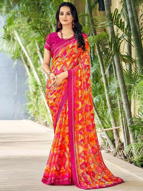 women geometric printed saree - 21567651 - Standard Image - 0