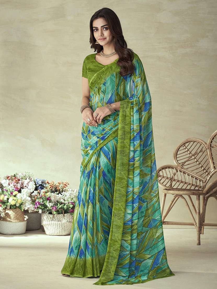 women geometric printed saree - 21567682 - Zoom Image - 0