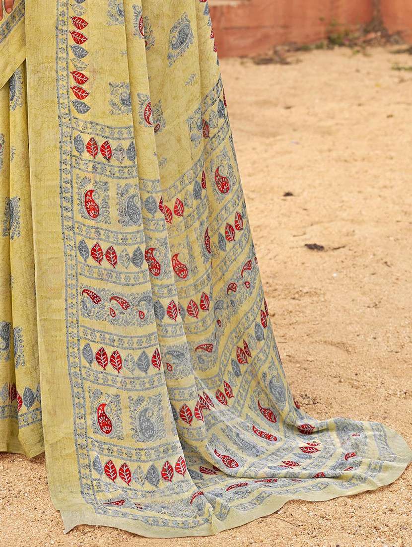 women yellow printed saree - 21567703 - Standard Image - 4