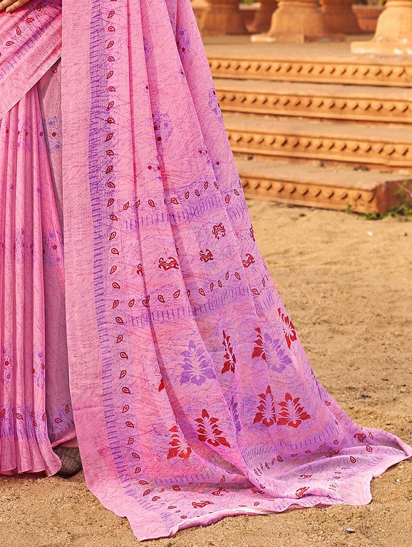 women pink printed saree - 21567706 - Standard Image - 4