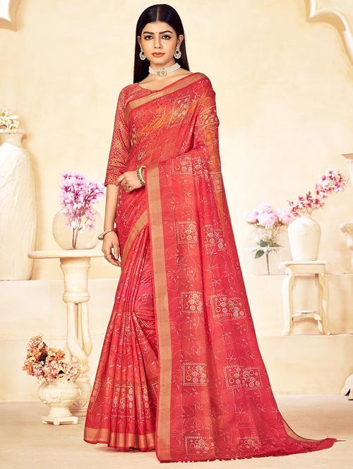 women printed saree - 21567758 - Standard Image - 0