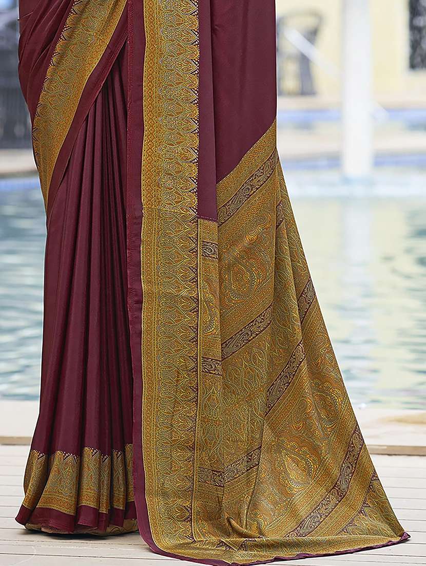 women solid printed bordered saree - 21567779 - Standard Image - 4