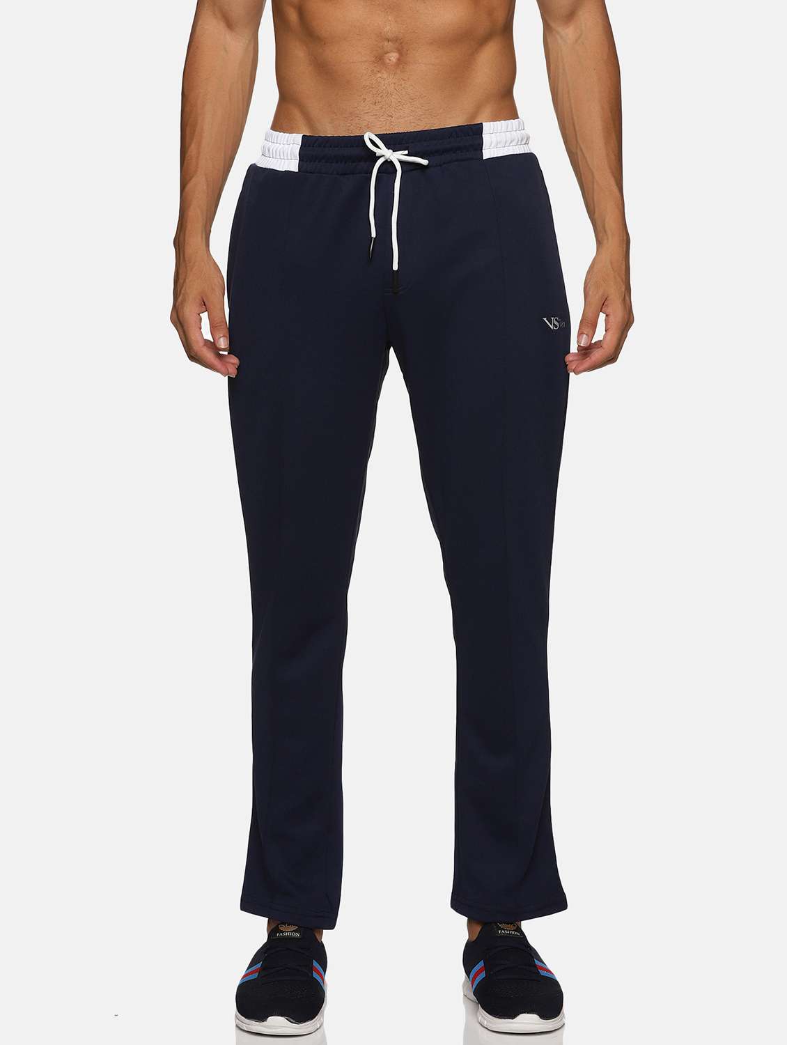 navy blue polyester  ankle length track pant