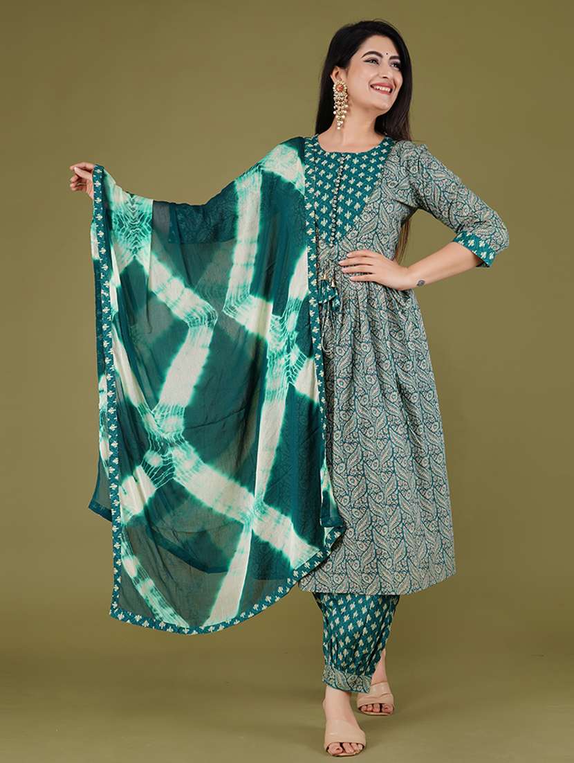 women printed kurta salwar set with dupatta