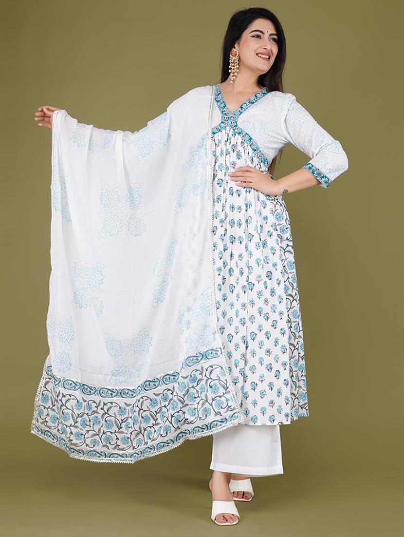 women floral kurta palazzo set with dupatta - 21568139 - Zoom Image - 0